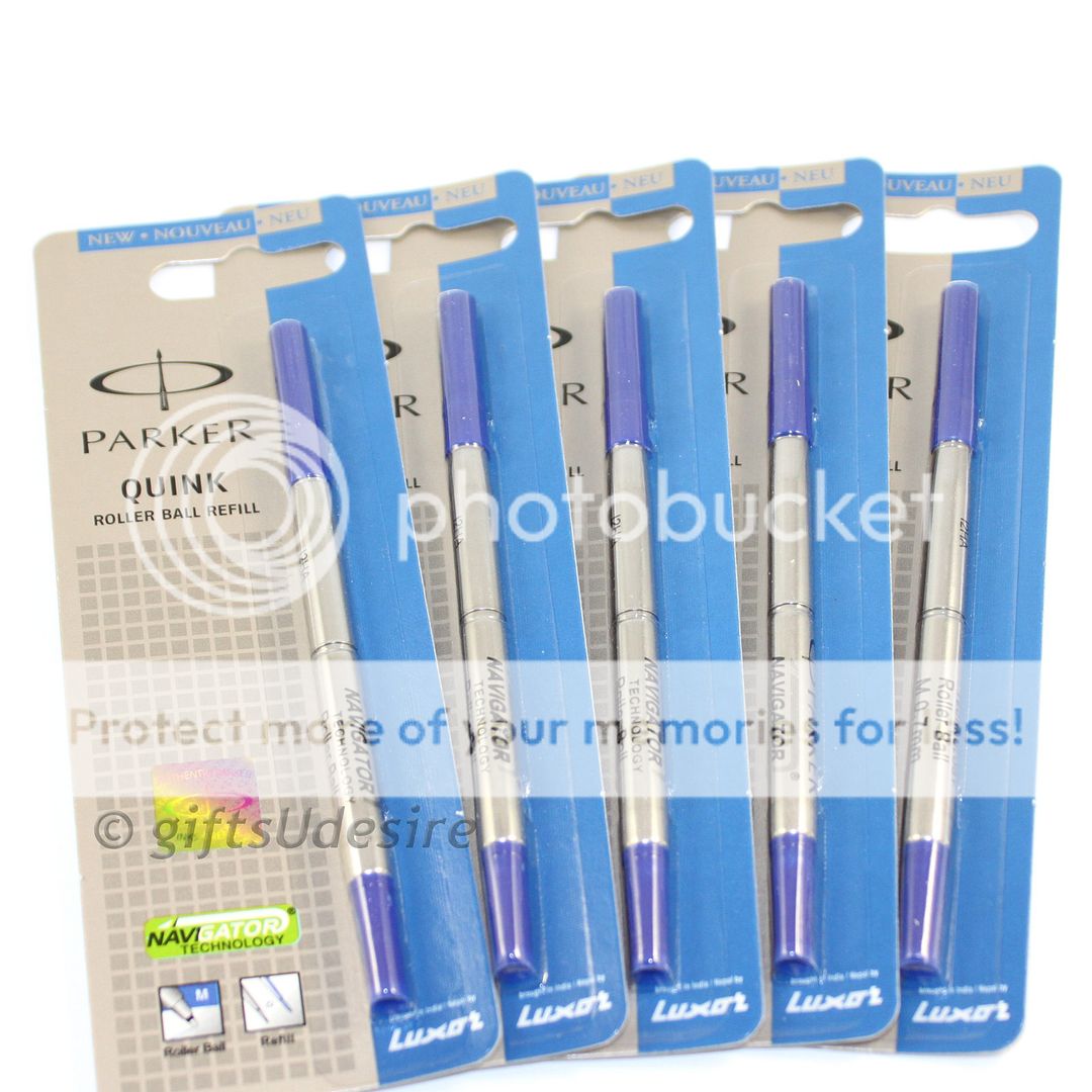 5 X PARKER Quink Roller Ball Pen Refill / Refills Blue Fine Rollerball eBay