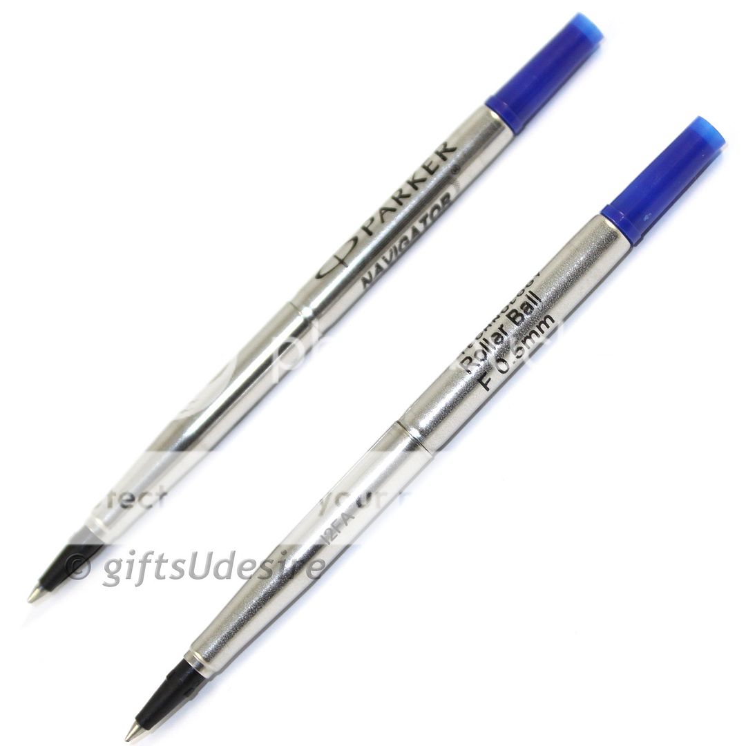 5 X PARKER Quink Roller Ball Pen Refill / Refills Blue Fine Rollerball